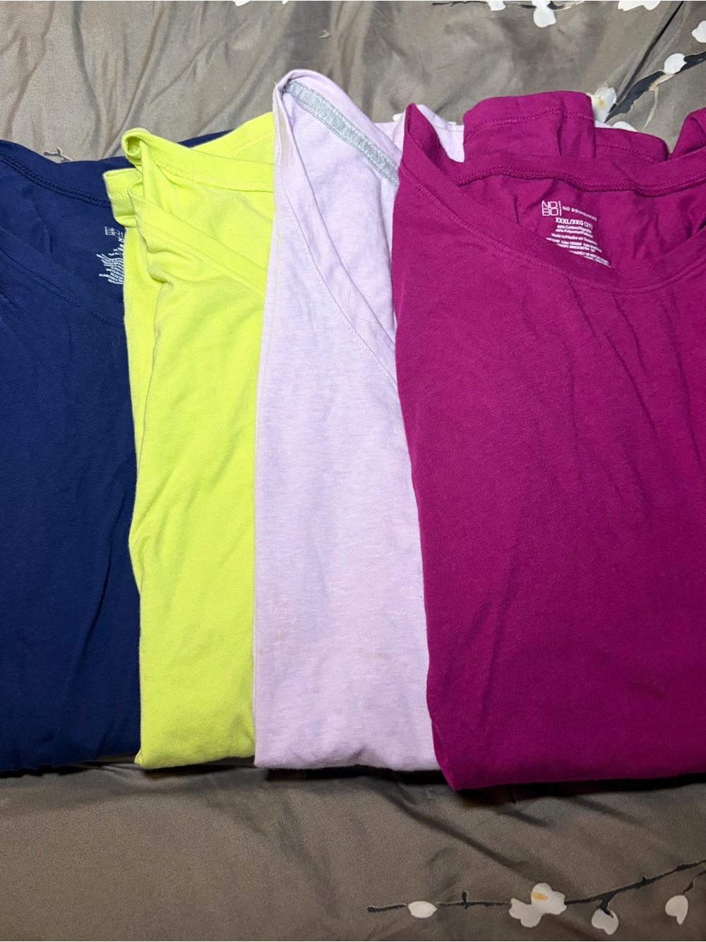NOBO Short Sleeve Tees - Navy, Neon Yellow, Light Lavender, Fuchsia
